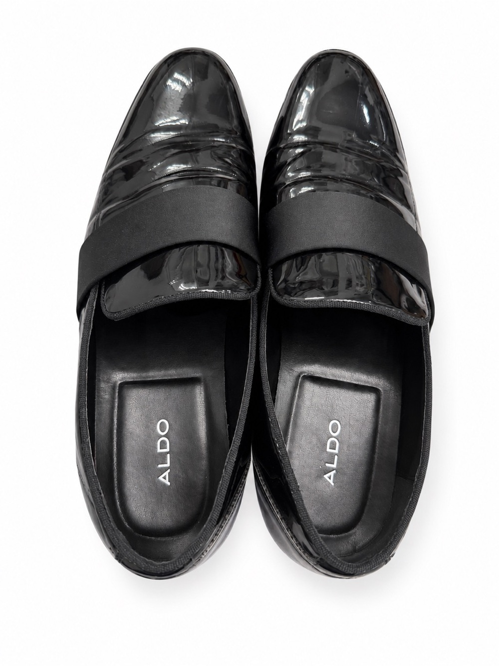 Aldo Black Patent Leather Slip-On Loafers with Elastic Band - Picture 2 of 3